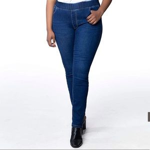 CNROS Womens Plus Size Classic Elastic Waist Slim Pull-on Jeans Pant